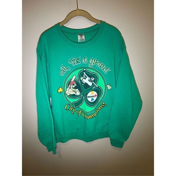 Vintage Y2K Pittsburgh Pirates Steelers Penguins Lucky St. Patrick’s Crewneck - Picture 1 of 4